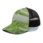 Fresh Cabbage Leaf Print Black Mesh Trucker Cap
