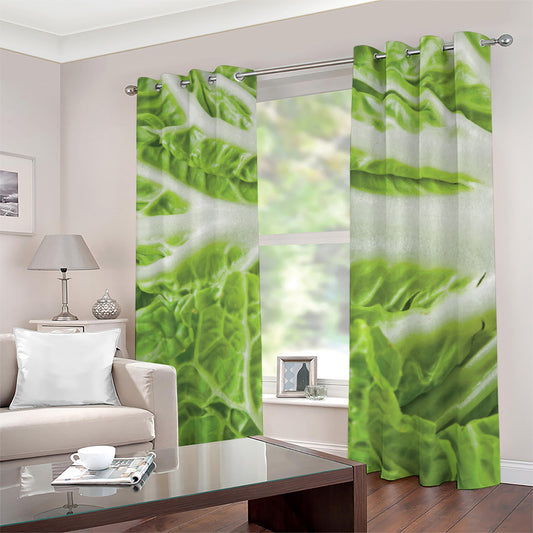 Fresh Cabbage Leaf Print Blackout Grommet Curtains