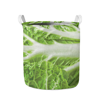 Fresh Cabbage Leaf Print Collapsible Laundry Basket