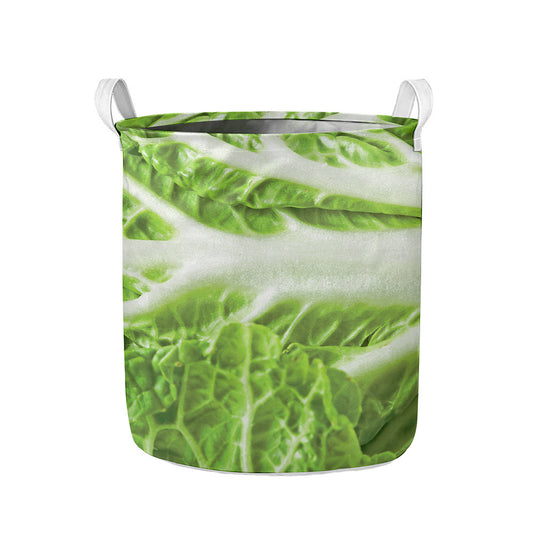 Fresh Cabbage Leaf Print Collapsible Laundry Basket