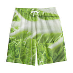 Fresh Cabbage Leaf Print Cotton Shorts