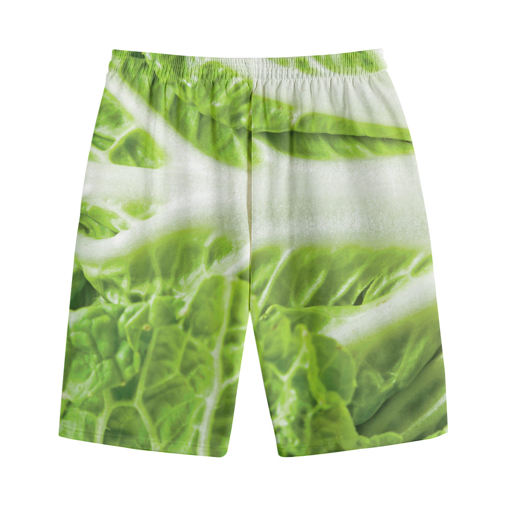Fresh Cabbage Leaf Print Cotton Shorts