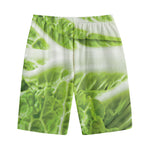 Fresh Cabbage Leaf Print Cotton Shorts