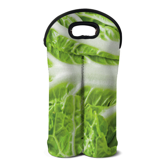 Fresh Cabbage Leaf Print Double Neoprene Wine Tote
