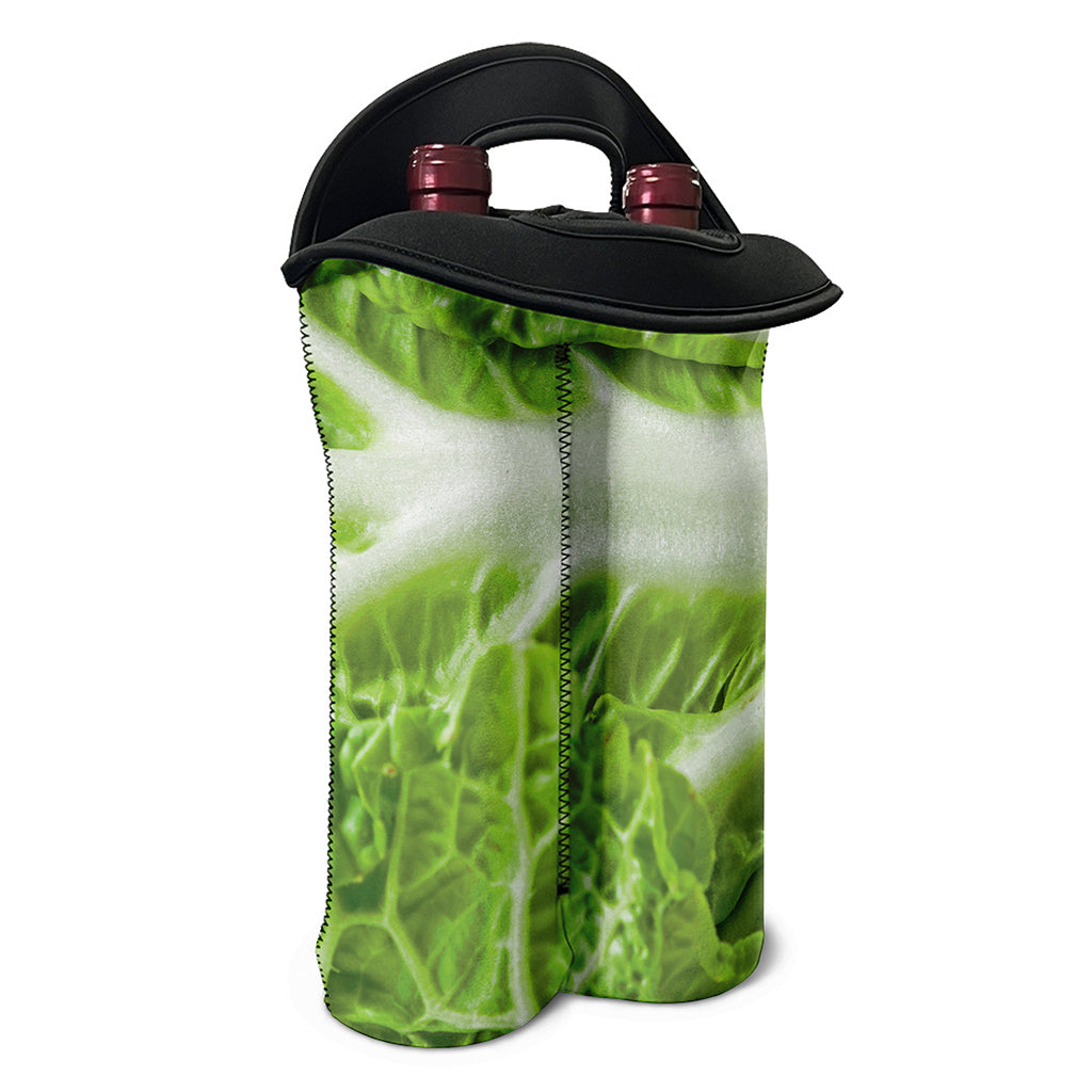 Fresh Cabbage Leaf Print Double Neoprene Wine Tote