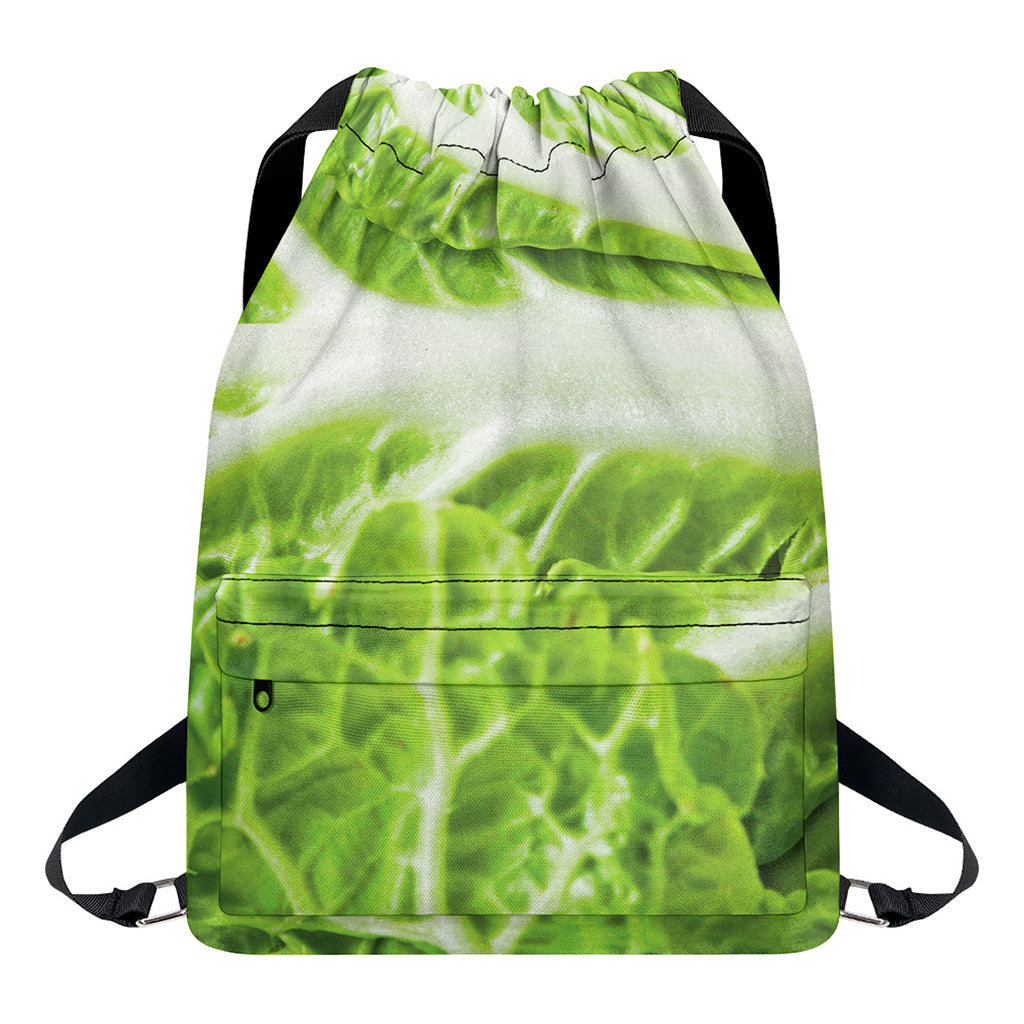 Fresh Cabbage Leaf Print Drawstring Backpack