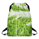Fresh Cabbage Leaf Print Drawstring Backpack