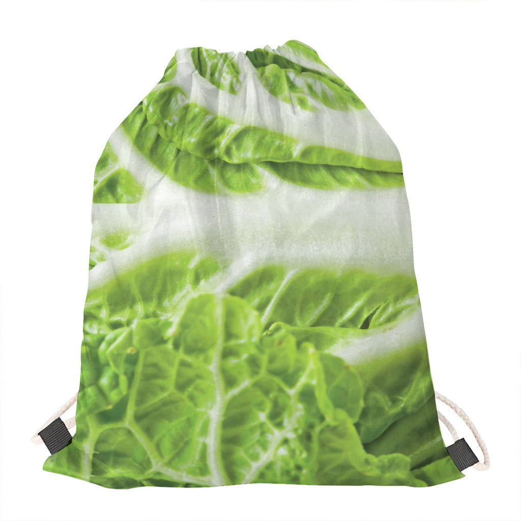 Fresh Cabbage Leaf Print Drawstring Bag