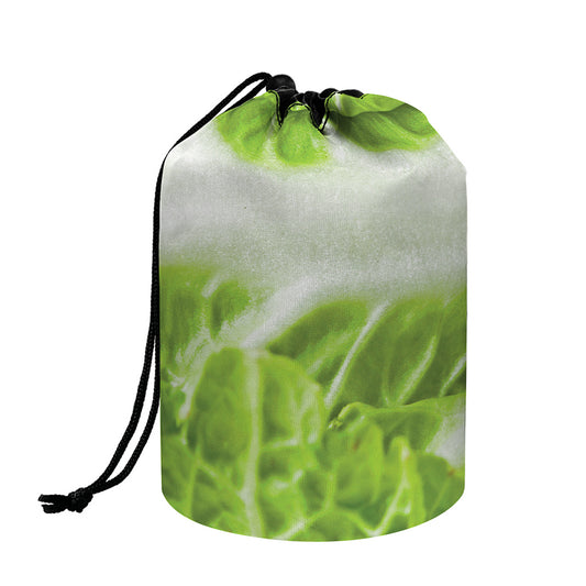 Fresh Cabbage Leaf Print Drawstring Makeup Bag