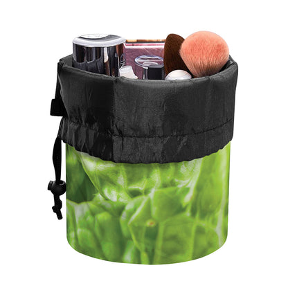 Fresh Cabbage Leaf Print Drawstring Makeup Bag