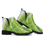 Fresh Cabbage Leaf Print Flat Ankle Boots