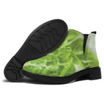 Fresh Cabbage Leaf Print Flat Ankle Boots