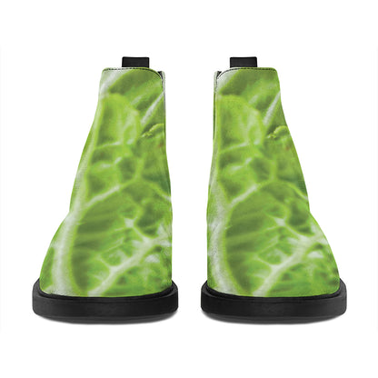Fresh Cabbage Leaf Print Flat Ankle Boots