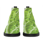Fresh Cabbage Leaf Print Flat Ankle Boots