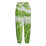 Fresh Cabbage Leaf Print Fleece Lined Knit Pants
