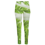 Fresh Cabbage Leaf Print High-Waisted Pocket Leggings