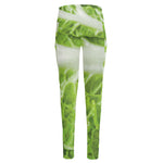 Fresh Cabbage Leaf Print High-Waisted Pocket Leggings