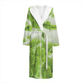 Fresh Cabbage Leaf Print Hooded Bathrobe