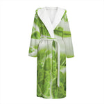 Fresh Cabbage Leaf Print Hooded Bathrobe