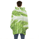 Fresh Cabbage Leaf Print Hoodie Blanket