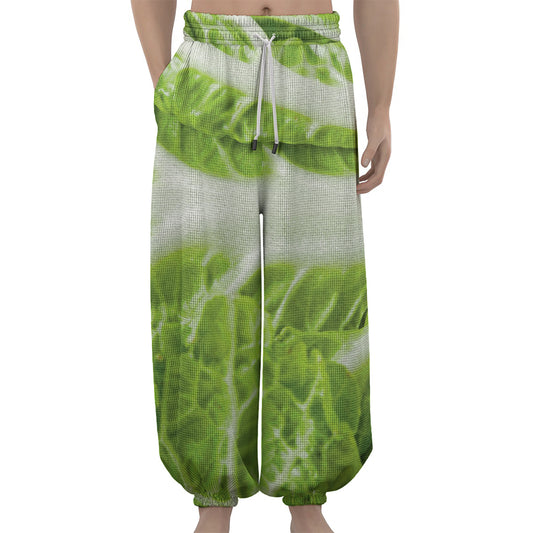 Fresh Cabbage Leaf Print Lantern Pants