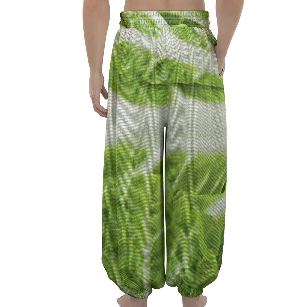 Fresh Cabbage Leaf Print Lantern Pants