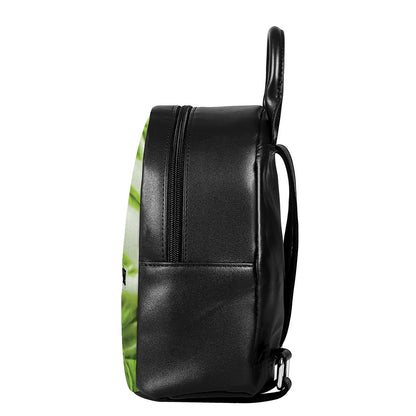 Fresh Cabbage Leaf Print Leather Backpack