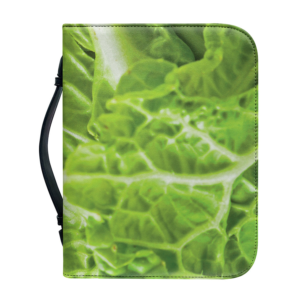 Fresh Cabbage Leaf Print Leather Bible Cover