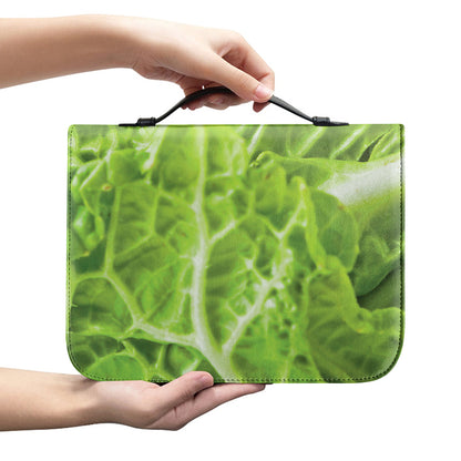 Fresh Cabbage Leaf Print Leather Bible Cover