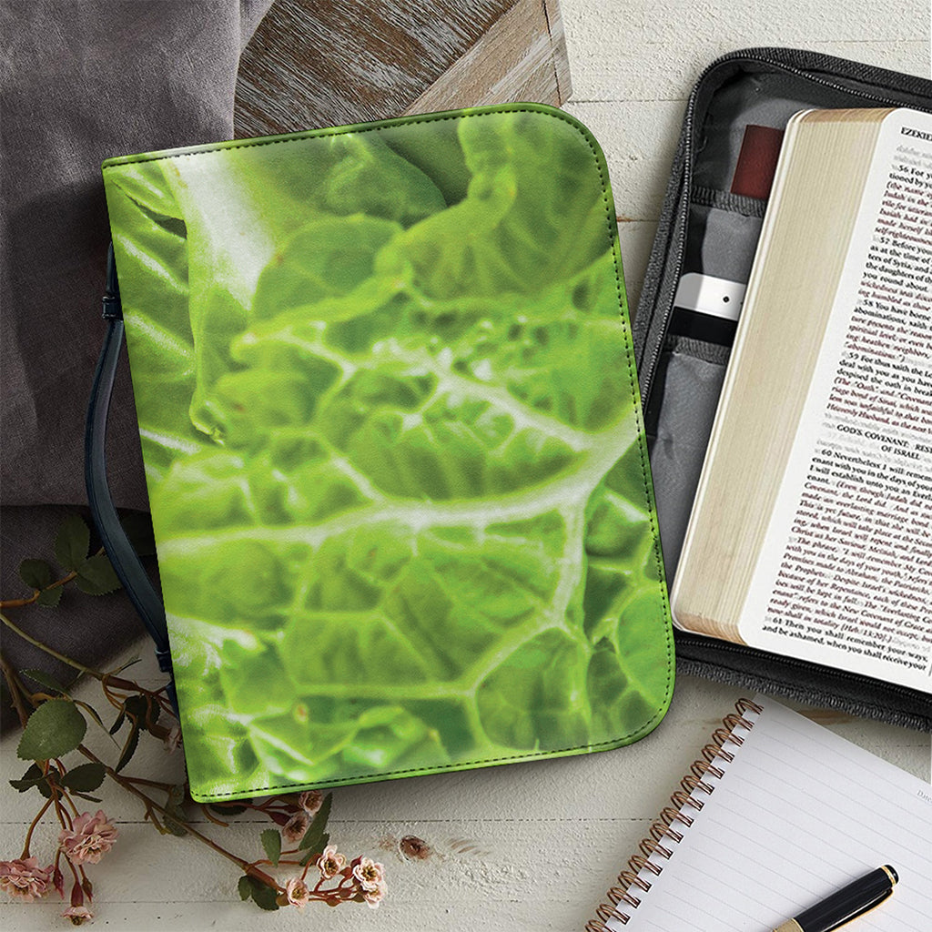 Fresh Cabbage Leaf Print Leather Bible Cover