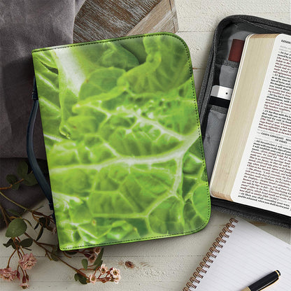 Fresh Cabbage Leaf Print Leather Bible Cover