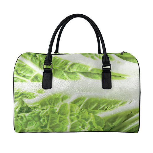 Fresh Cabbage Leaf Print Leather Duffle Bag