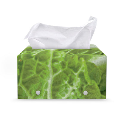 Fresh Cabbage Leaf Print Leather Tissue Box Cover