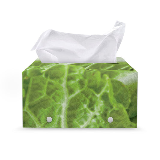 Fresh Cabbage Leaf Print Leather Tissue Box Cover