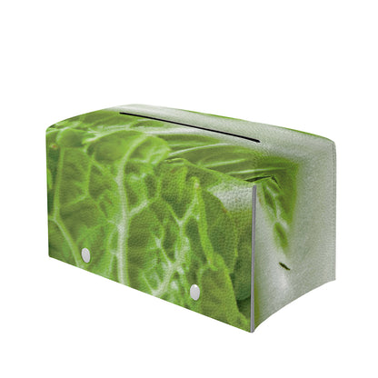 Fresh Cabbage Leaf Print Leather Tissue Box Cover