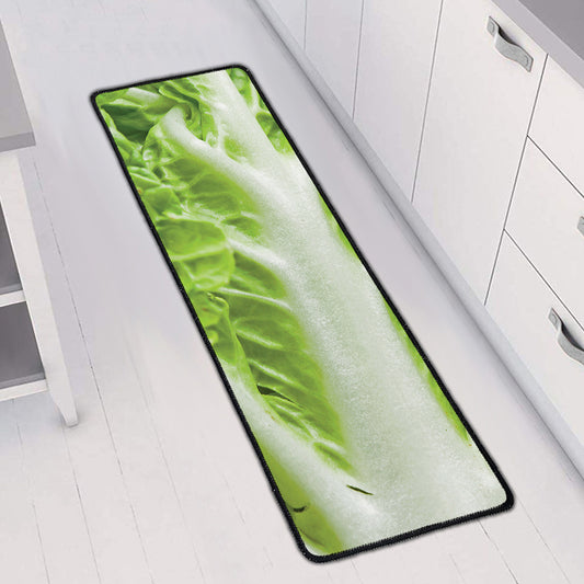 Fresh Cabbage Leaf Print Long Kitchen Mat