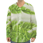 Fresh Cabbage Leaf Print Long Sleeve Baseball Jersey