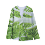 Fresh Cabbage Leaf Print Long Sleeve Short Coat