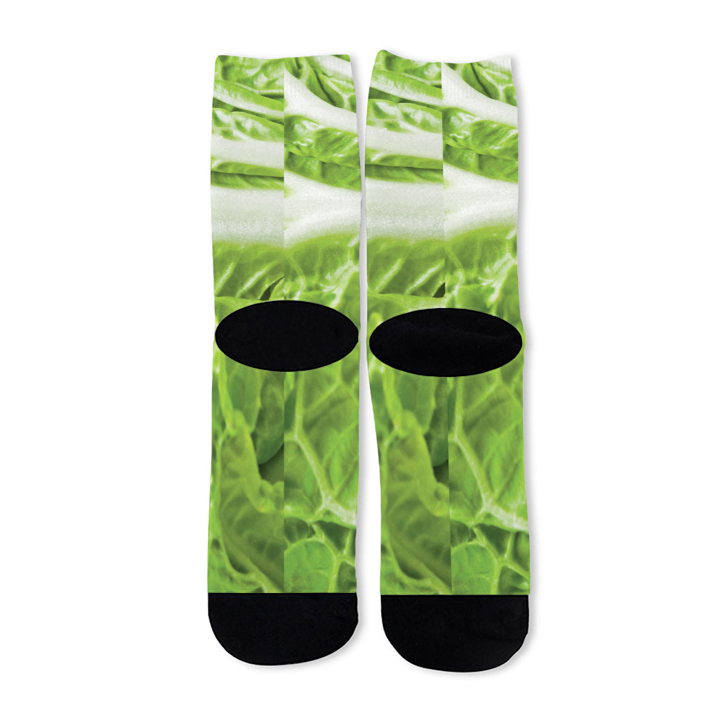 Fresh Cabbage Leaf Print Long Socks