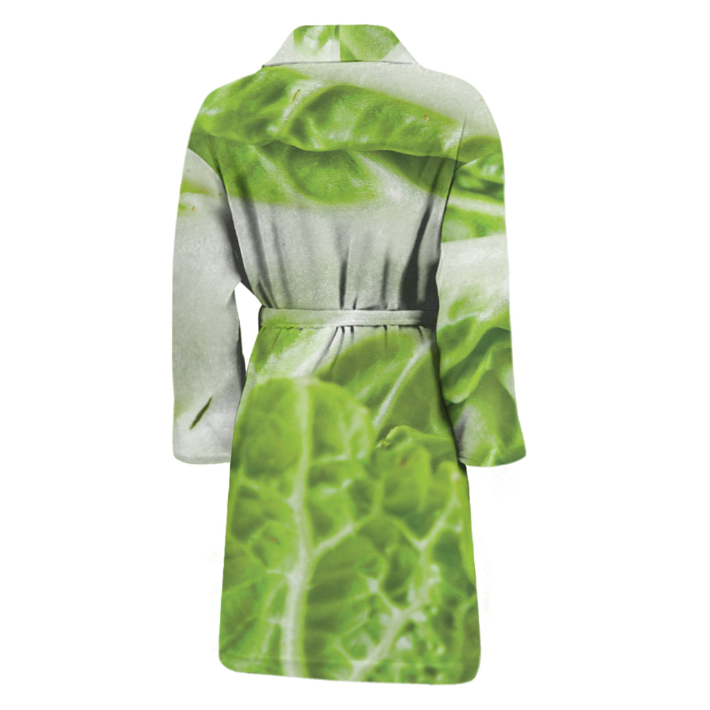 Fresh Cabbage Leaf Print Men's Bathrobe