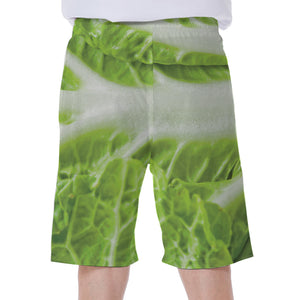 Fresh Cabbage Leaf Print Men's Beach Shorts