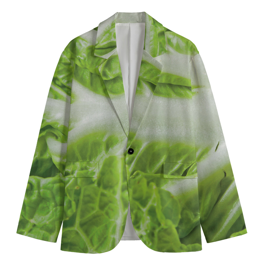 Fresh Cabbage Leaf Print Men's Blazer