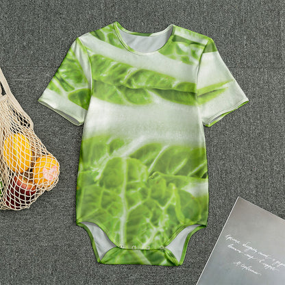 Fresh Cabbage Leaf Print Men's Bodysuit