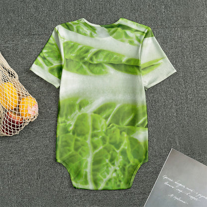 Fresh Cabbage Leaf Print Men's Bodysuit