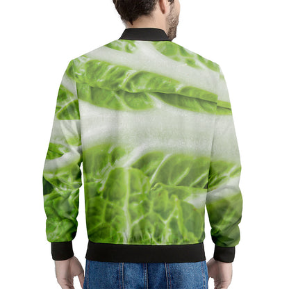 Fresh Cabbage Leaf Print Men's Bomber Jacket