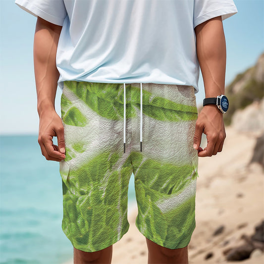 Fresh Cabbage Leaf Print Men's Cargo Shorts