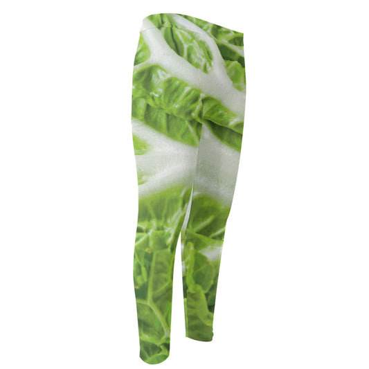 Fresh Cabbage Leaf Print Men's Compression Pants