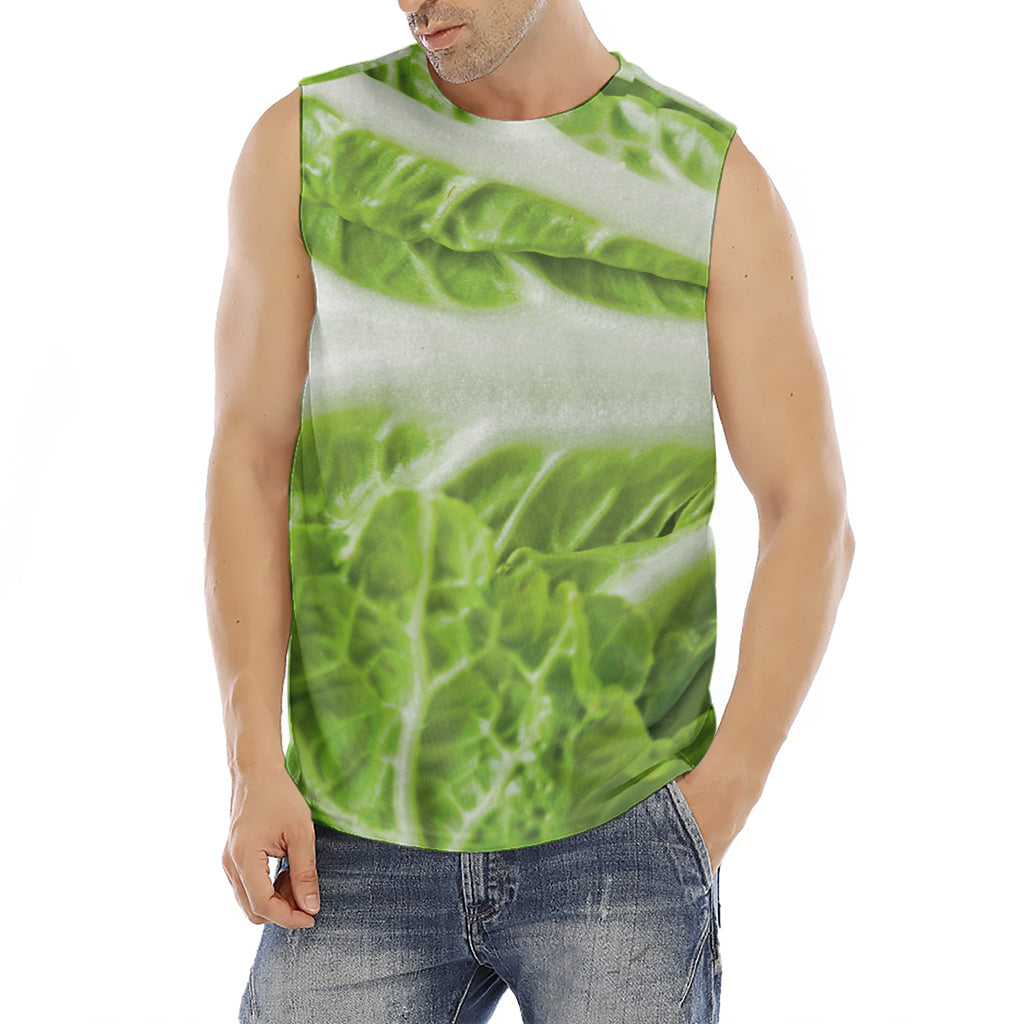 Fresh Cabbage Leaf Print Men's Fitness Tank Top
