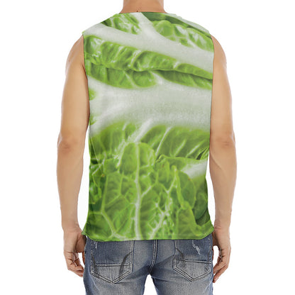 Fresh Cabbage Leaf Print Men's Fitness Tank Top