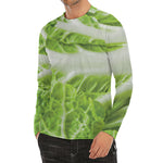Fresh Cabbage Leaf Print Men's Long Sleeve Rash Guard